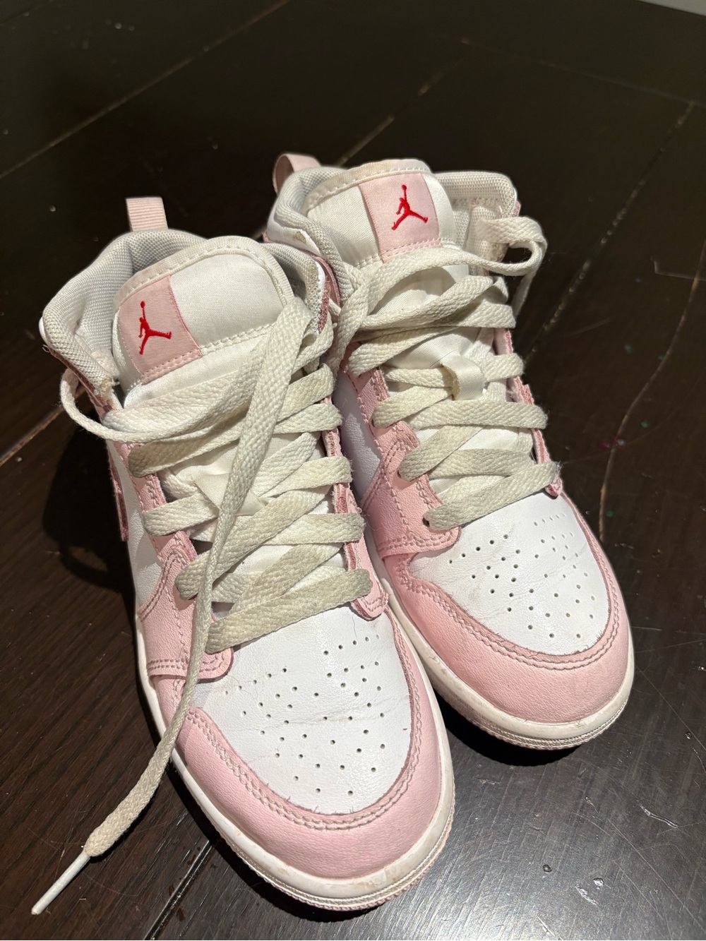 Jordan Kids White and Pink High-Top Sneakers